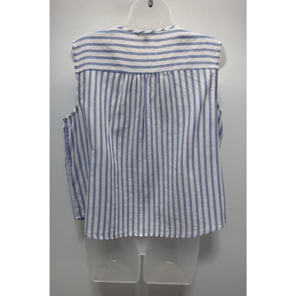 New! Banana Republic Women Sleeveless Blouse Textured Cotton Embroidered Size M - Picture 3 of 6